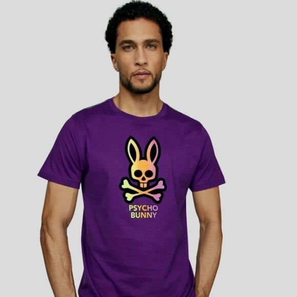 Psycho Bunny Vivid Violet Purple Dylan Gradient T-Shirt - Size 6 (Large) - Picture 1 of 11